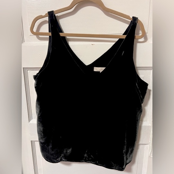 LOFT Tops - Black/Gray LOFT Suede-like Tank Top - L petite